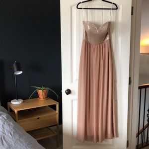Bari Jay Bridesmaid Dress, Size 10, Rose Gold/Blush/Chanpagne